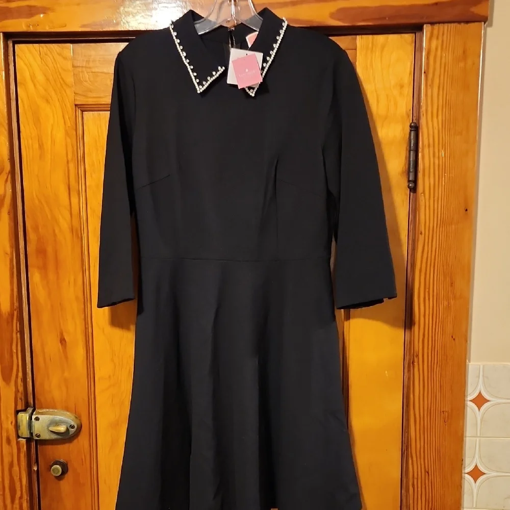 Kate Spade Fit & Flare Ponte Dress Rhinestone And Pearl Collar Embellishments